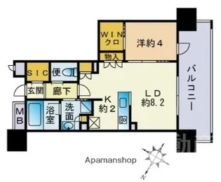 ザ・パークハウス大濠翠景【7階】の間取り