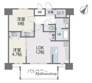 MODERN PALAZZO博多デュオグランデWEST【12階】の間取り