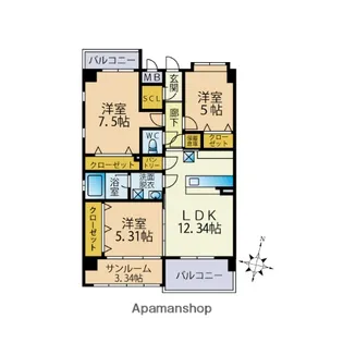 サフランサンク【5階】の間取り