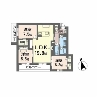 ワイエア平尾浄水【2階】の間取り