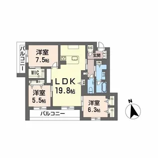 ワイエア平尾浄水【3階】の間取り