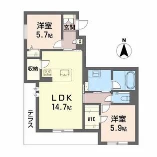 グランフォレスト赤坂【1階】の間取り