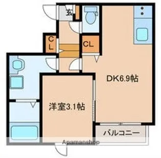 エクシア福大駅前A【2階】の間取り