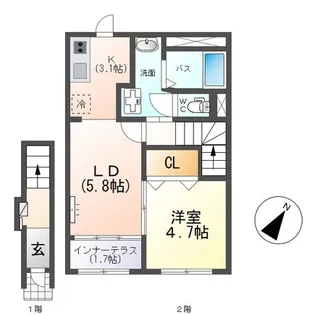 アンテ学研北【2階】の間取り