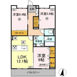 SINFARIA六本松【1階】の間取り