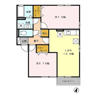 ルミエール河口 A棟【102号室】の間取り