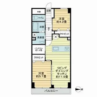 ベルザ西公園【2階】の間取り