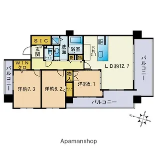 フリーディア西新プレミアム【4階】の間取り
