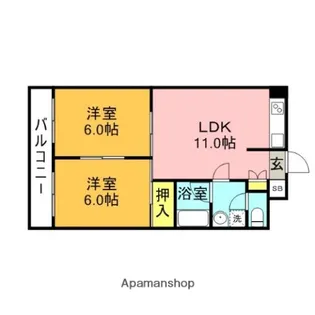 西新グランドハイツ【402号室】の間取り