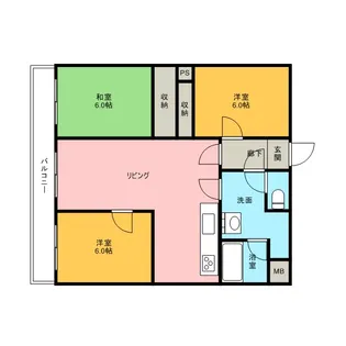 ライオンズマンションシーサイド今宿【0204号室】の間取り