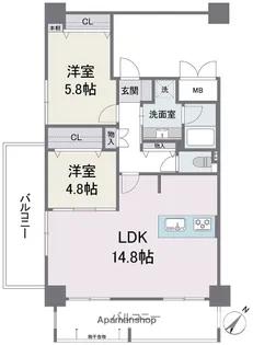 アビターレ薬院南【9階】の間取り