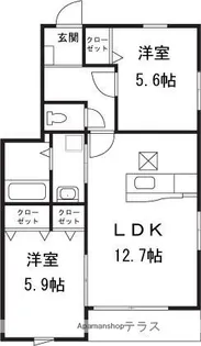 プレミール茶山【1階】の間取り