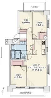 南薬院パークマンション【5階】の間取り