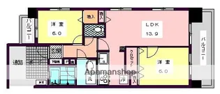 アヴァンセーヌ西新【4階】の間取り