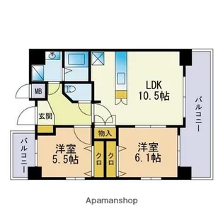 2LDKの間取り画像