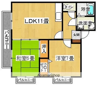 メロディハイツ室見【2階】の間取り