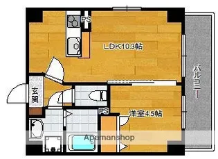 ジュセン西新【2階】の間取り
