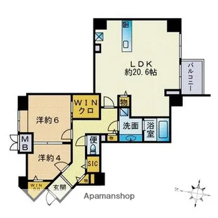 サンリベラ・プライム天神大名レジデンス【5階】の間取り