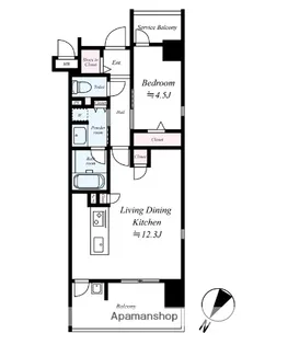 デュ・レジア薬院テラス(旧 扶桑第一ビル)【13階】の間取り