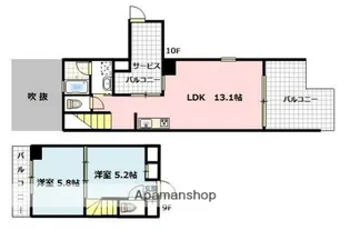 サンクス渡辺通【9階】の間取り