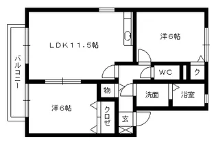スリーズサン【2階】の間取り