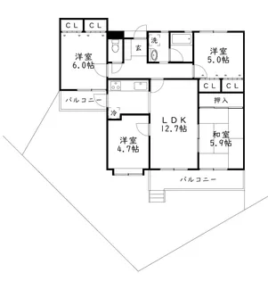 プレリュード干隈【1階】の間取り