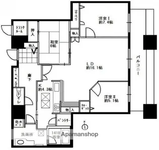 コアマンション大手門タワー【9階】の間取り