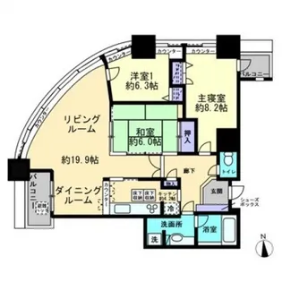 コアマンション大手門タワー【5階】の間取り