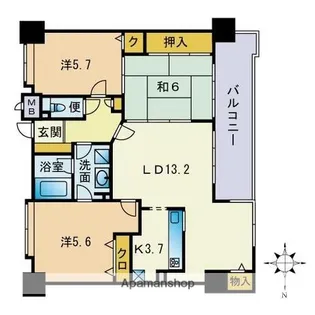 サークコート大濠公園駅【6階】の間取り