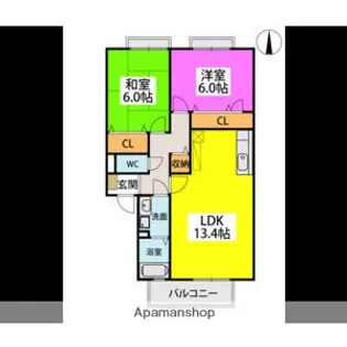 ティアラ横浜A【2階】の間取り