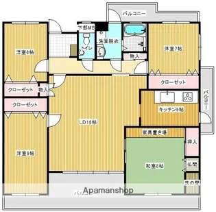 クレール周船寺【5階】の間取り