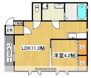 プレミアージュ野芥【1階】の間取り