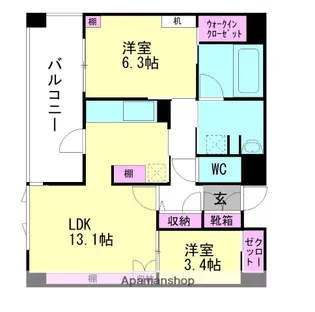 エンクレスト博多PREMIER【14階】の間取り