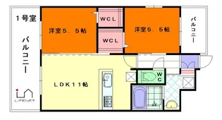 プランドール高砂【6階】の間取り