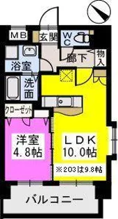 ピュア博多駅南弐番館【9階】の間取り