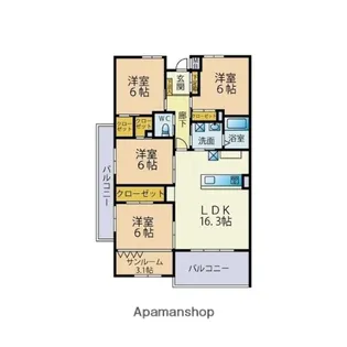 LE PARTERRE 城南【1階】の間取り
