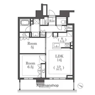 BRILLIA TOWER西新【26階】の間取り