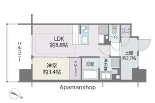 デュオフラッツ西新EAST【6階】の間取り