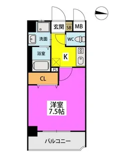 ベルグランデ西新【6階】の間取り