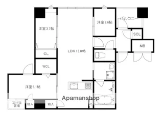 MODERN PALAZZO薬院2丁目【4階】の間取り
