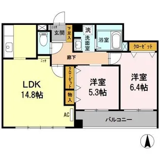 アルカス西公園【1階】の間取り