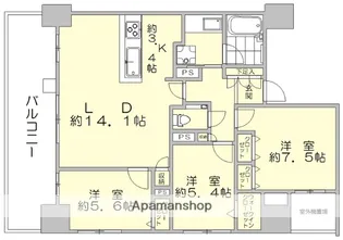 ゼクシオン博多【9階】の間取り