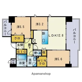 アクシオン博多リヴァージュ【13階】の間取り