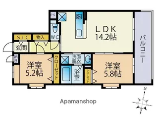ビーコンヒル田島【1階】の間取り