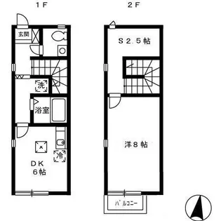 福岡県福岡市西区今宿西1丁目【テラスハウス】の間取り