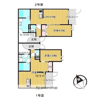 フローネル西新南【3階】の間取り