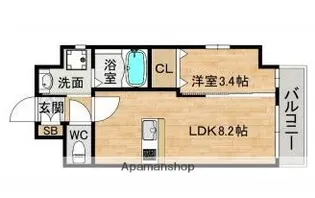 WISTERIA大橋HILO【7階】の間取り