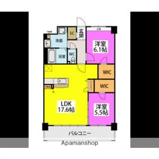 ビオネ美野島【2階】の間取り