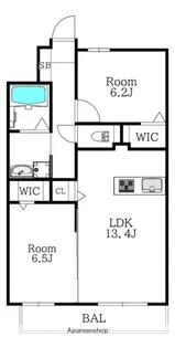 MODERN ASPIRATION 西新クアルト【2階】の間取り