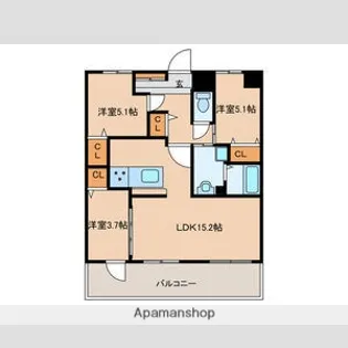 CRESCENT六本松南【5階】の間取り